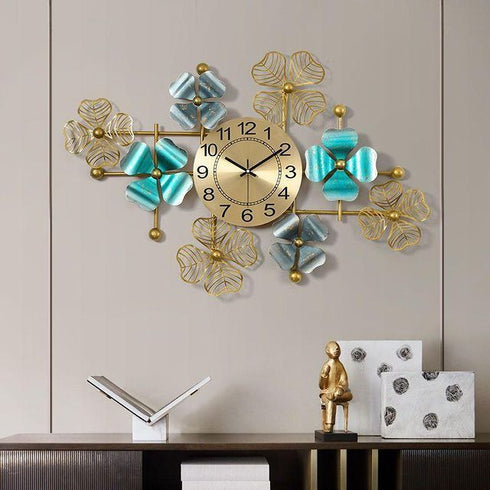 Modern Floral Metal Wall Clock